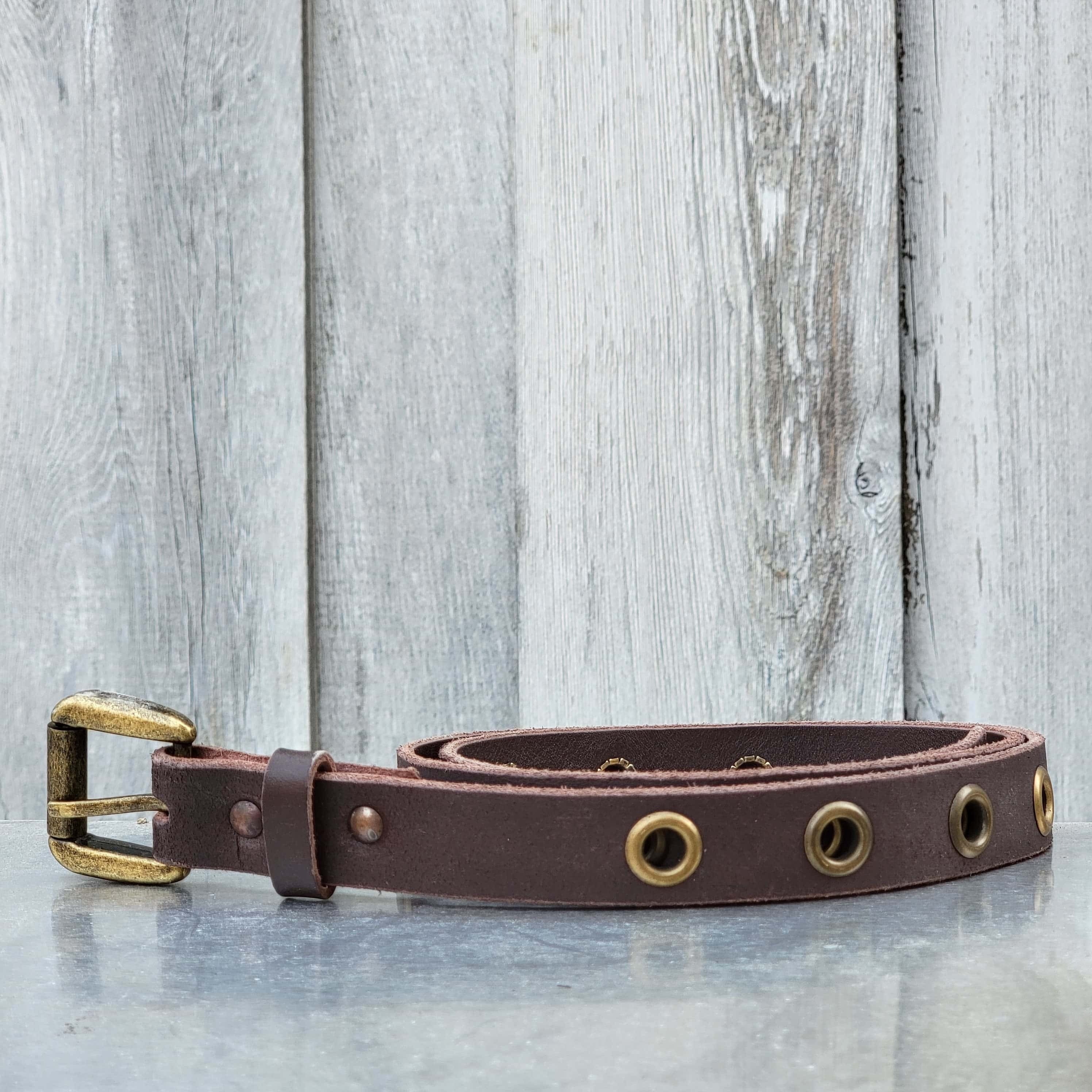 Grommet Belt Women's Black Leather Belt Handmade Full Etsy