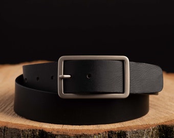 Vintage Linea Pelle Classic Black Leather Belt With Unique  display picture 2