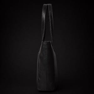 Black Leather Tote Bag, Women's Leather Tote Bag, Full-Grain Leather Bag, Caryall bag, Leather Purse, Premium Leather, Gift for Girlfriend image 6