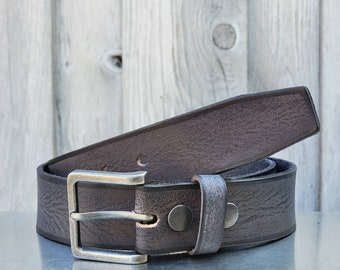 Grey Belt, Full Grain Leather Belt Handmade Leather Belt Made in Canada, Grey Leather Belt, Gift for Him, Gift for Dad, Gift for Boyfriend