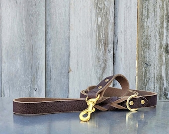 Leather Dog Leash, Full Grain Braided Leather Leashes 5 Ft Long, Made in Canada, Strong Dog Leash, Dog Lead, Braided leather Dog Leash