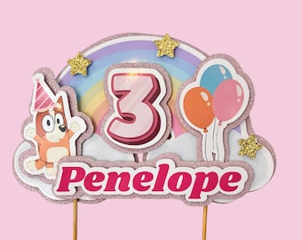 Personalised Bluey or Bingo Birthday Cake Topper