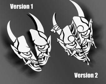 Oni Mask // Japanese Sticker // Weatherproof Vinyl Decal