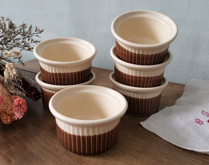 6 Vintage French Cerammic Ramekins Oven Proof Stamped Emile Etsy