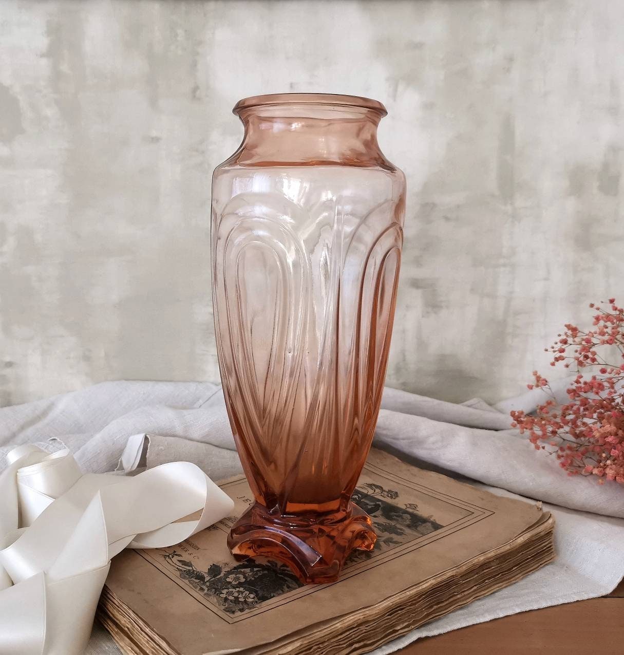 Vase Art Déco rose Verre