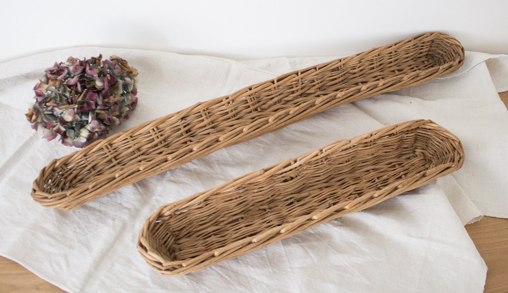 Antique Extra Long Bread Basket Vintage Large French Wicker Etsy UK
