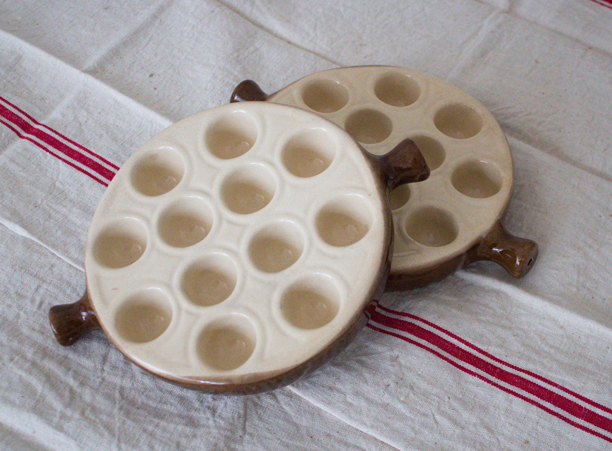 Ensemble de 2 Grands Français Assiettes Escargots/Escargot Cuisine Four Preuve La Bourguignonne Fran