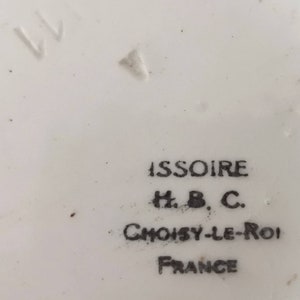 Antique French Ironstone Toilet Set, Choisy le Roi HB & Cie, White and Blue Strips image 2