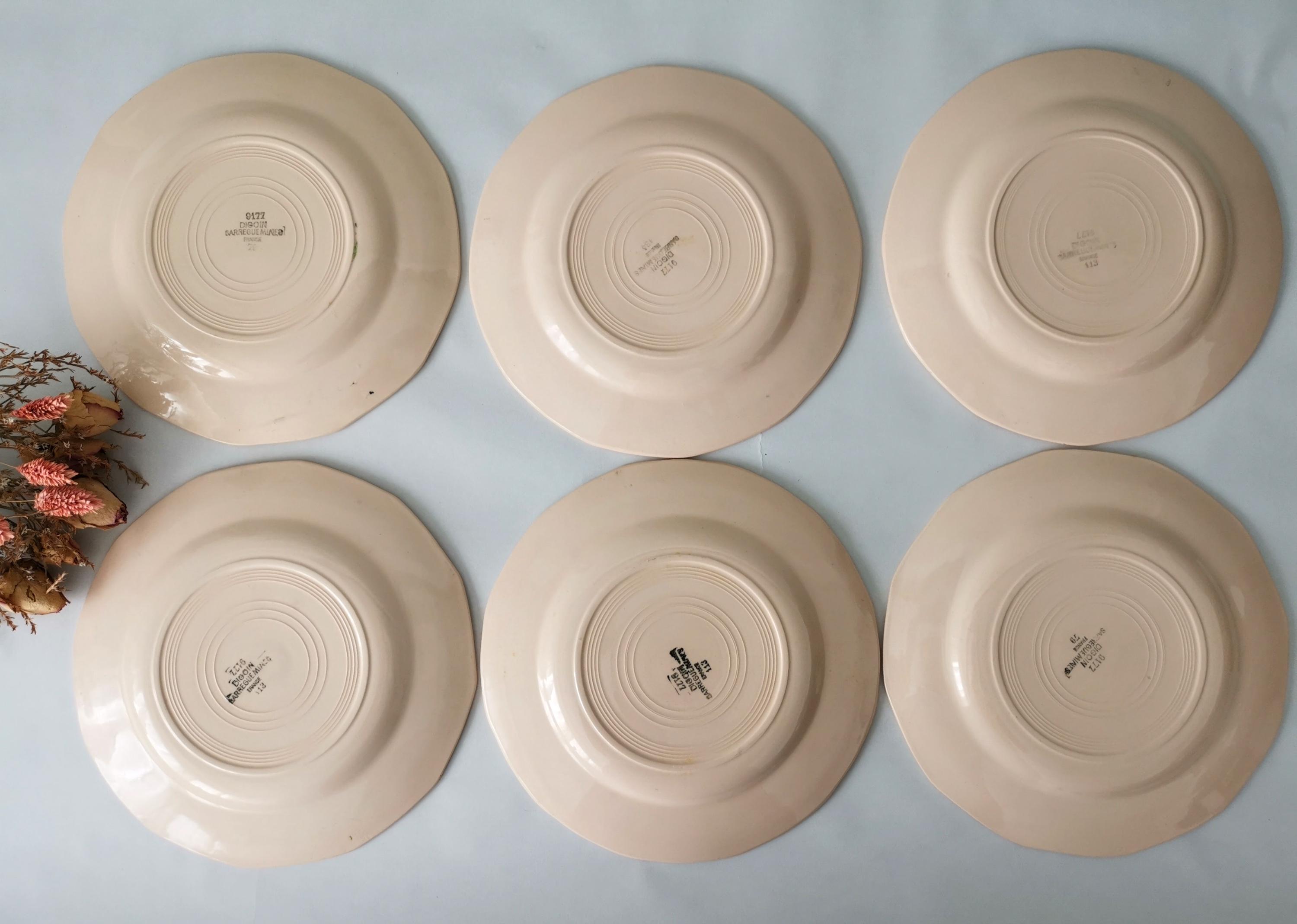 フランス製ヴィンテージ フラット プレート 6 枚、DIGOIN