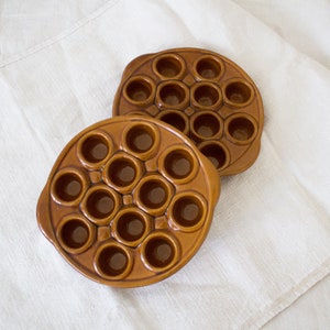Set of 2 Large Vintage French Snail Plates / Escargot Cooking Dishes Oven Proof / 12 compartments