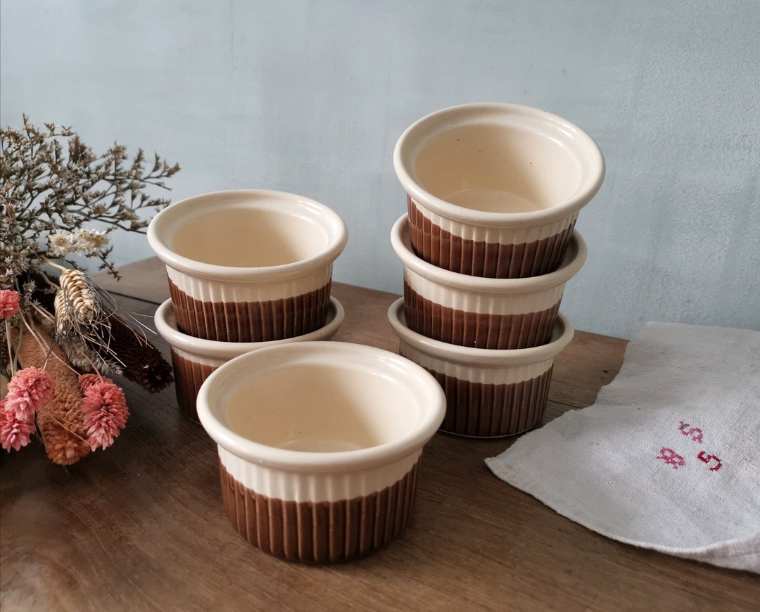 6 Vintage French Cerammic Ramekins Oven Proof Stamped Emile Etsy
