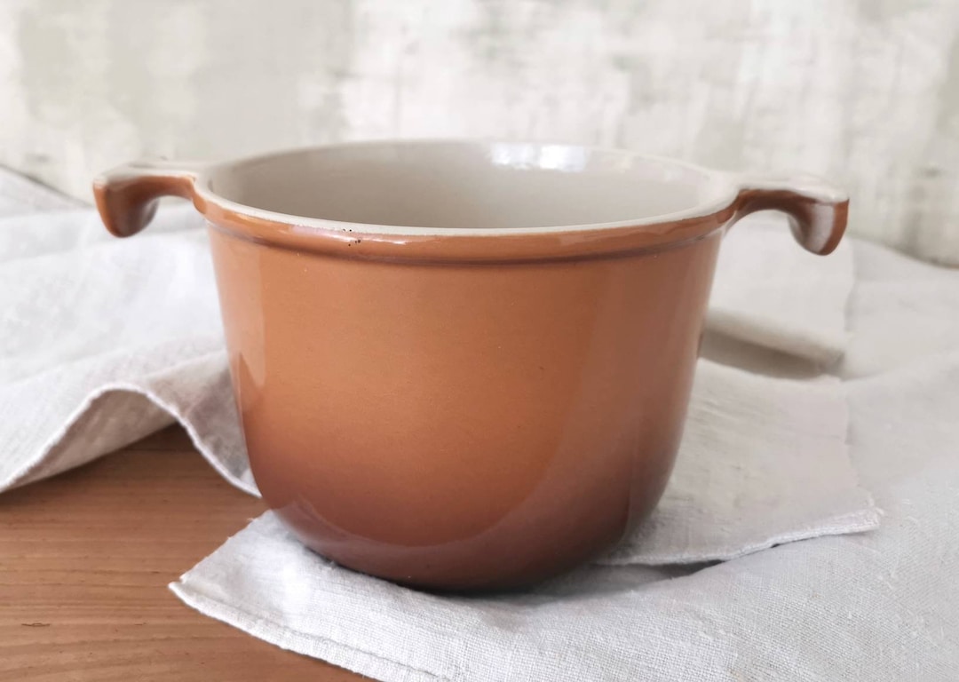 LE CREUSET French Pan, Brown Cast Iron Saucepan, Pot W 2 Side Handles ...