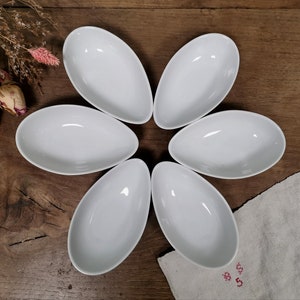 LIMOGES French Vintage White Porcelain Avocado Bowls, Small Starter Dishes