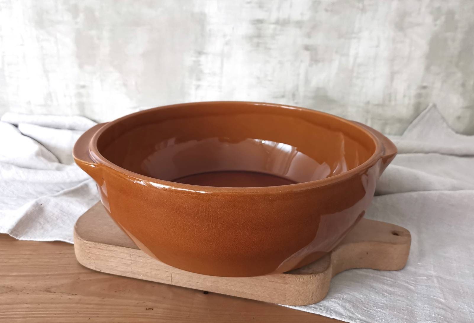 Grand Millésime Français Grès Mélange Bol Estampillé Digoin France, Brown Glazed Sandstone Confit Bo