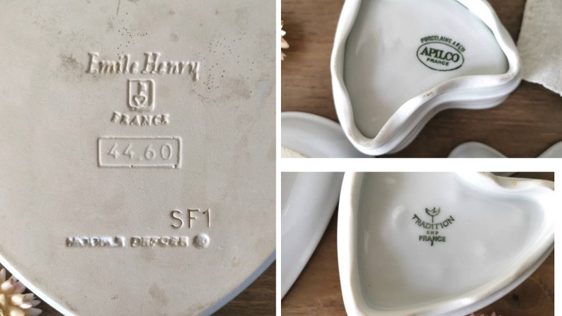 3 Vintage French Hart Shaped Mold / Emile Henry APILCO Limoges White Porcelain Cake Mold / Cake Pan / Baking Mold / Pudding mold image 10