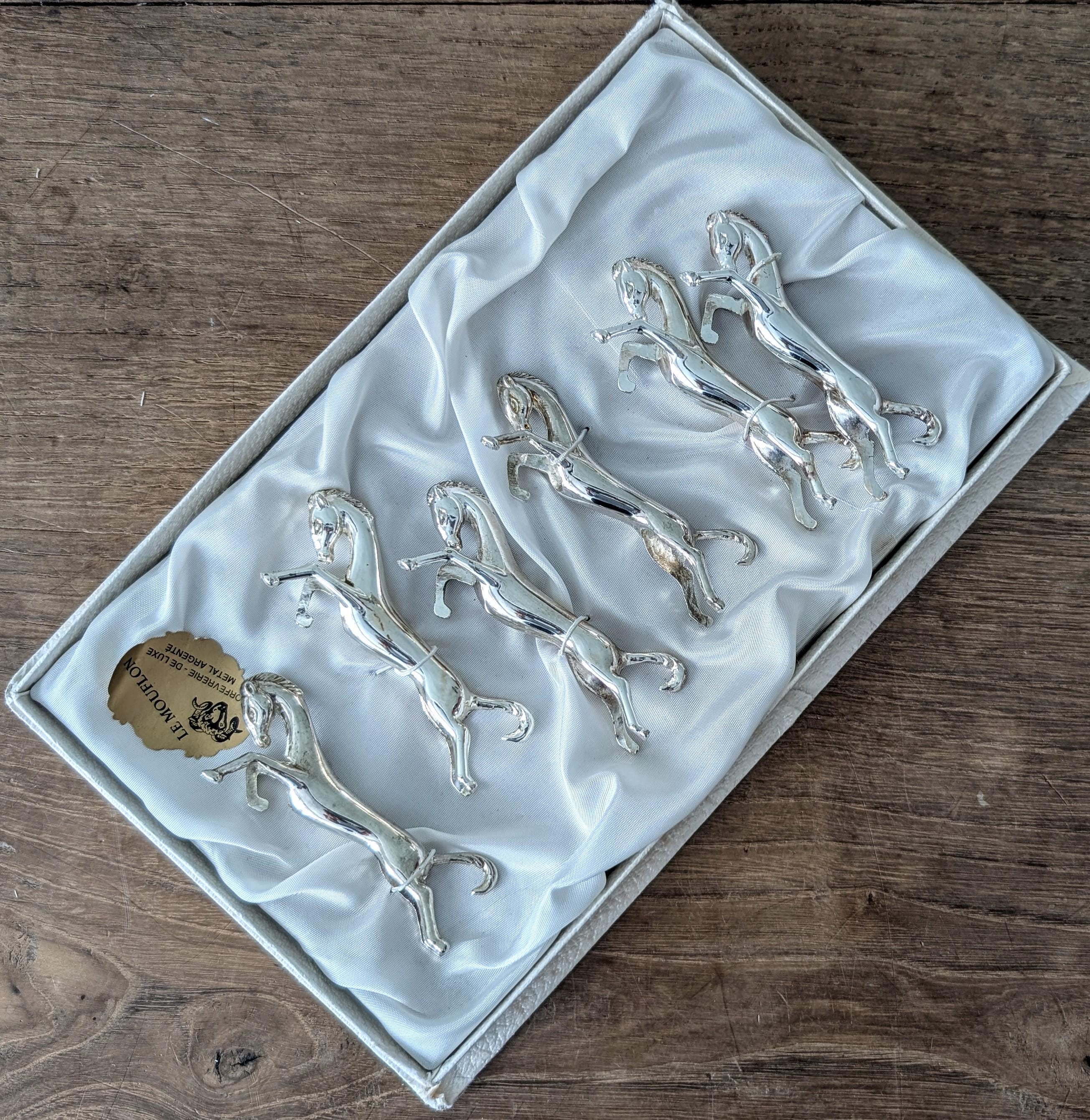 【ナイフレスト】馬　6個 ナイフレスト6個セット、ヴィンテージシルバーメッキ、馬型