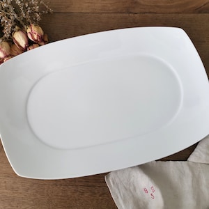 French Vintage Large White Ironstone Platter, Stamped LIMOGES, Large Oval Serving Plate, Meat Dish, White LIMOGES PORCELAIN