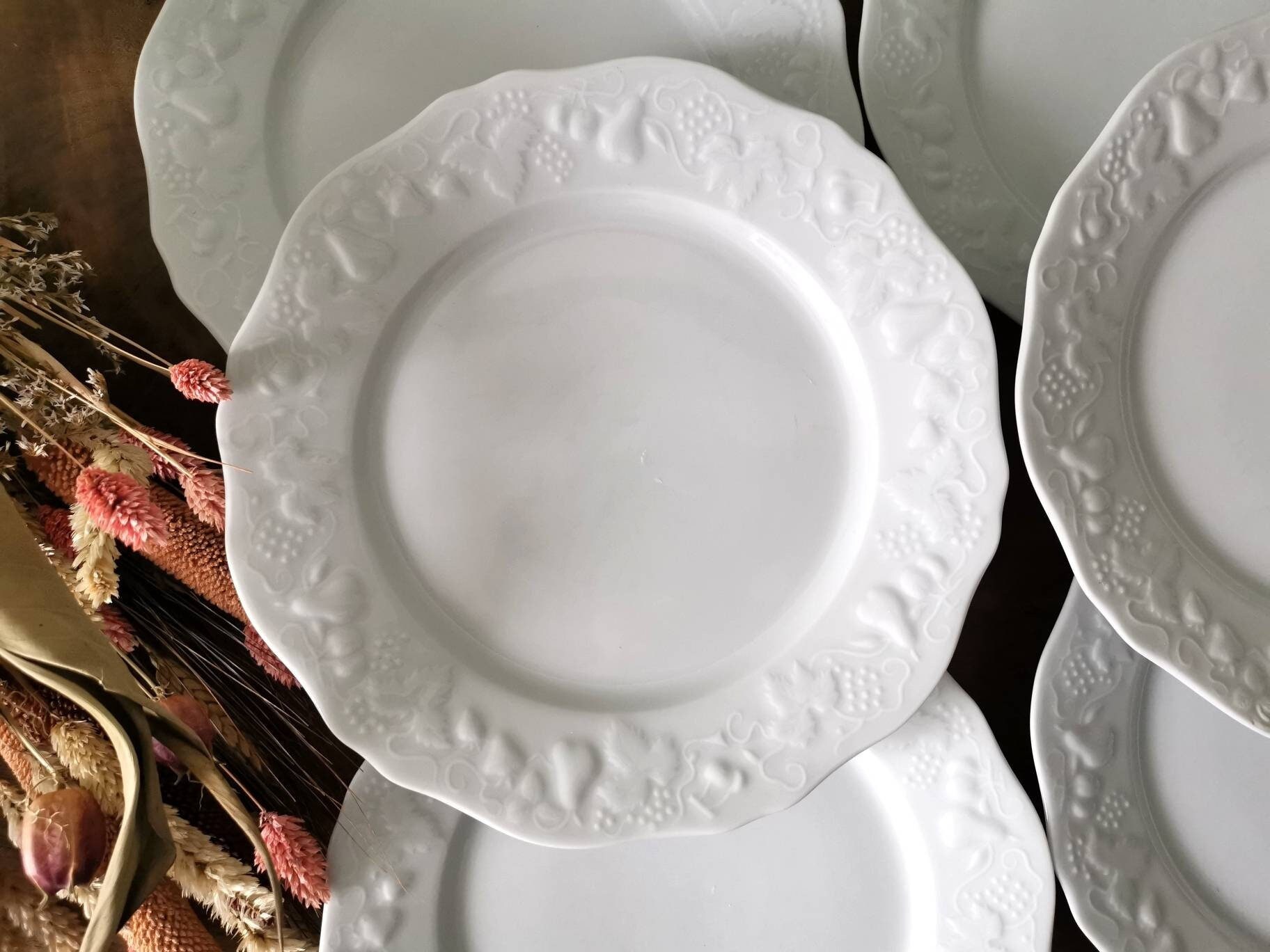 Assiettes Vintage 6 Français/Porcelaine