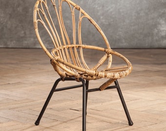 VINTAGE bamboo and Metal Kids Chair by Dirk van Sliedrecht for Rohe Noordwolde 1960s / Mid Century Boho Child chair