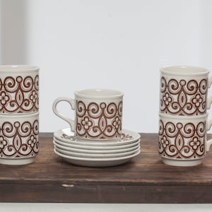 SET for 5 VINTAGE Biltons Tableware/ 1970s English Coffe Set - Cups and Saucers