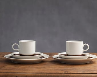 Set of 2 Coffee/Tea TRIO by Rorstrand Sweden, FORMA series, Designed by Olle Alberius in 1960s, cup and saucer, Scandinavian pottery design