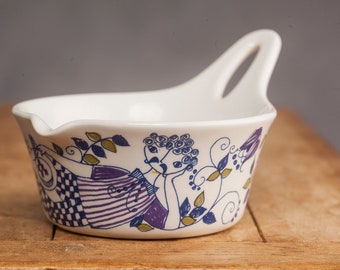 Vintage LOTTE ceramic dish by Turi Design for Figgjo Flint NORWEY 1960s, Scnadinavian pottery design, handpainted bowl