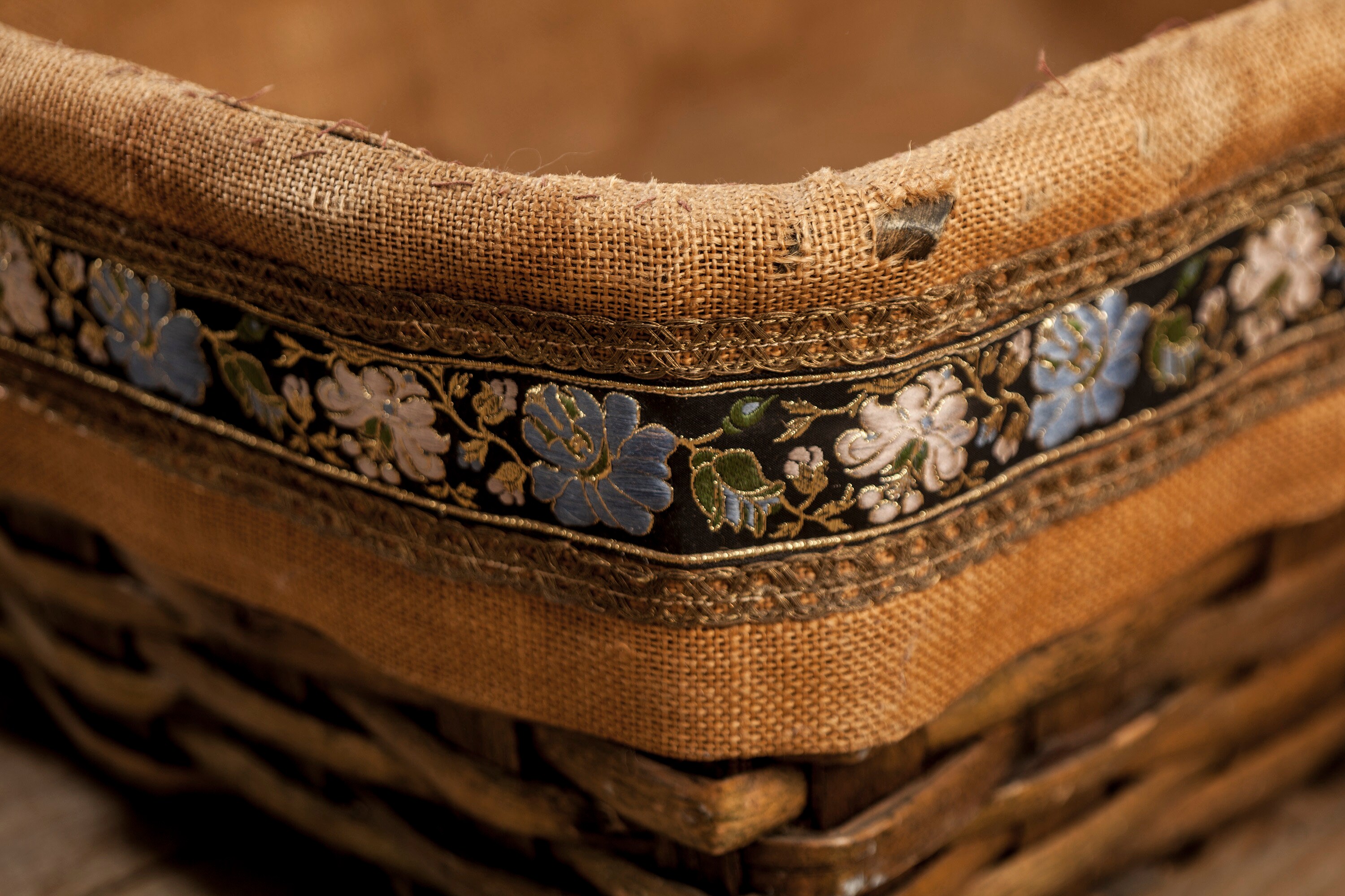 Vintage Italian Basket With Linen Fabric Boho Large Wicker - Etsy