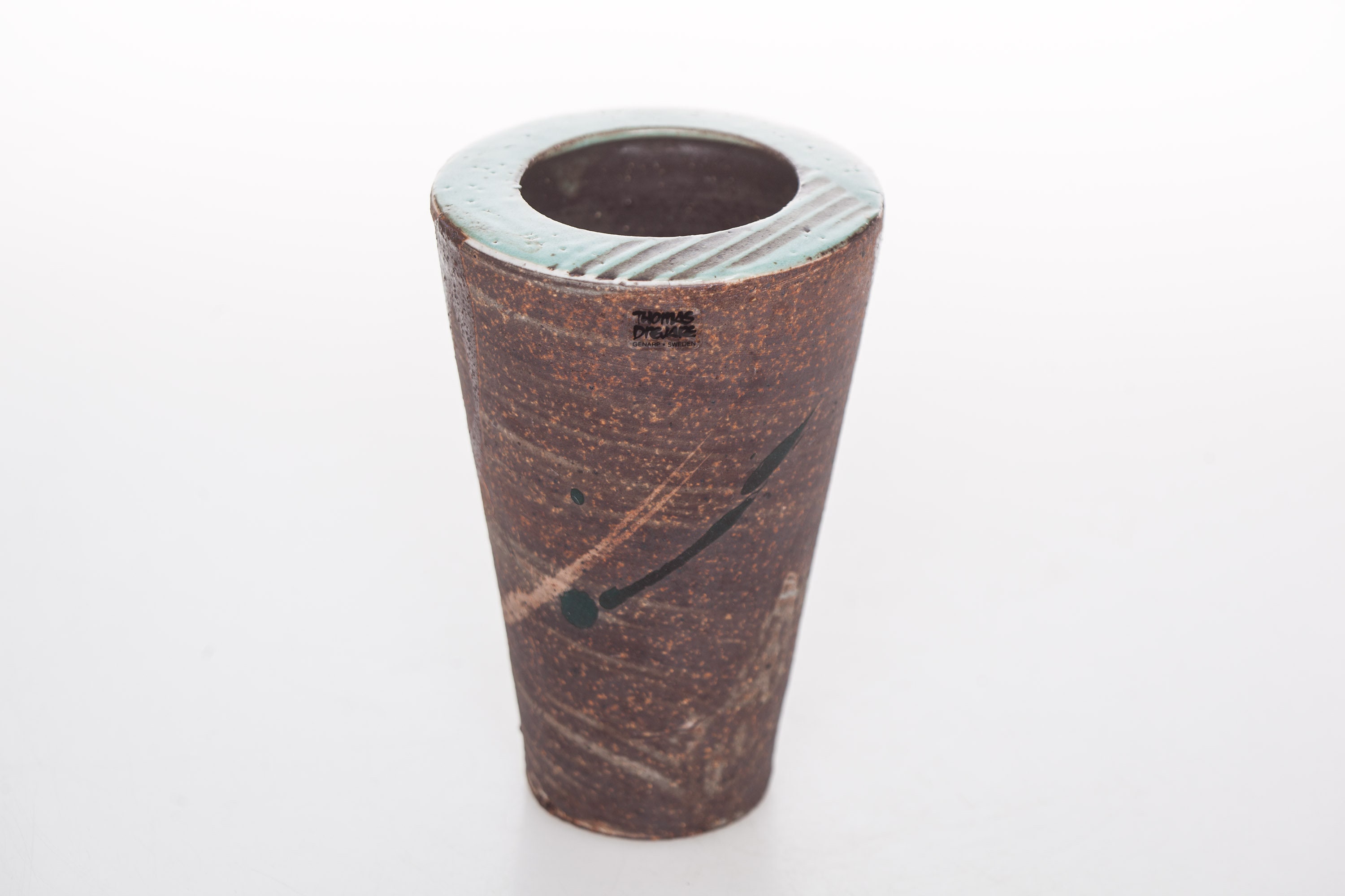 スウェーデンのスタジオ陶器の花瓶、トーマス・ドレヤレ作、ジェナルプ
