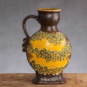 Vintage Large Unique Yellow Vase, West German Pottery, Designed by Dumler & Breiden, 1970s, Decor Domino, Mid Century Ceramic, Rare Vase XXL image 3