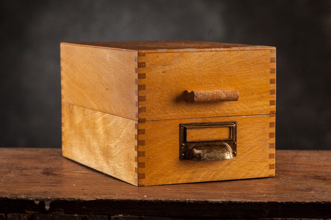 VINTAGE ASPABEDA Wooden File Box, Card Catalog Box / Mid Century Home