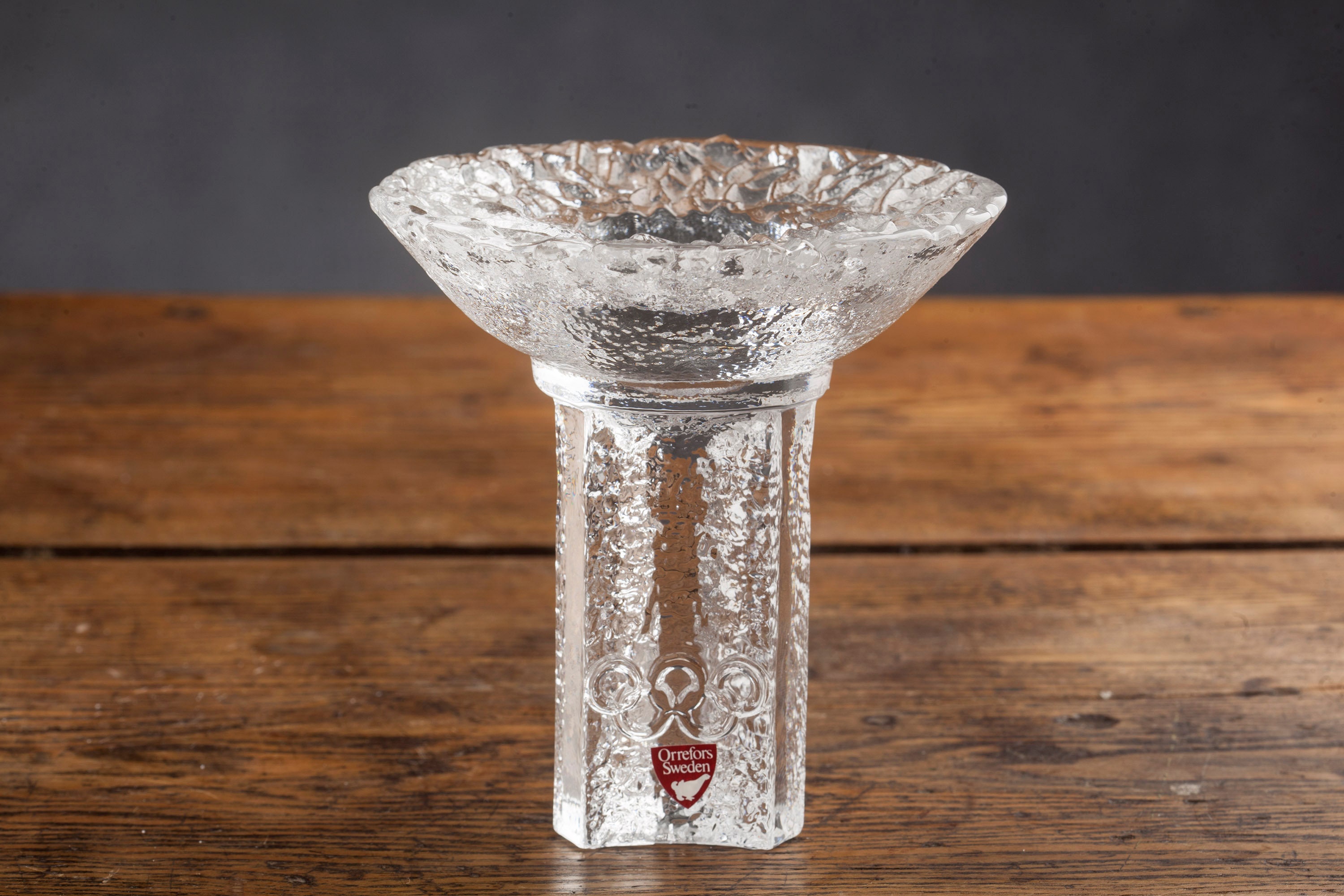 Vintage Orrefors Olympic Lamp 1984, Crystal Candle Holder From