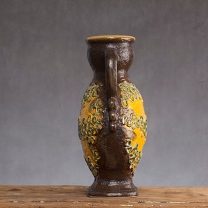 Vintage Large Unique Yellow Vase, West German Pottery, Designed by Dumler & Breiden, 1970s, Decor Domino, Mid Century Ceramic, Rare Vase XXL image 6