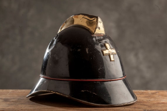 Antique Swiss Firemans Helmet / Vintage 