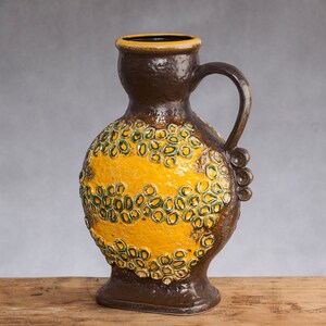 Vintage Large Unique Yellow Vase, West German Pottery, Designed by Dumler & Breiden, 1970s, Decor Domino, Mid Century Ceramic, Rare Vase XXL image 7