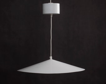 Vintage swedish ceiling FAGERHULTS lamp, 1970s, white pendant scandinavian lamp, Made in Sweden minimalist lamp