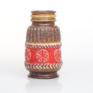West German Pottery, Vintage Brown And Red Ceramic Vase by Bay Keramik from 70s, Mid Century Decor, Antique Vase