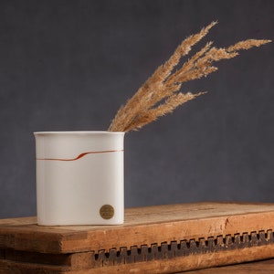 Vintage White Ceramic Vase, Designed by Inger Persson for Rörstrand, Studio Collection series, Made in Sweden, 1970&#39;s, Mid Century Decor