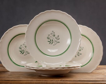 Juego vintage de 5 platos de sopa de Arthur Percy para Gefle Upsala Ekeby, serie Mimosa, década de 1950, Made in Sweden, cerámica escandinava de mediados de siglo
