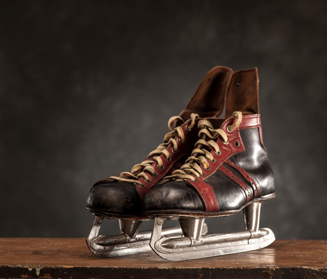 Vintage Swedish Men's Hockey Skates Ice Skates, Hockey Leather Skates