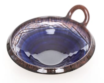 Vintage Swedish blue dish by Agge Ahlin fot Visby, Sweden 1960s, vintage studio pottery, Scandinavian Modern Stoneware