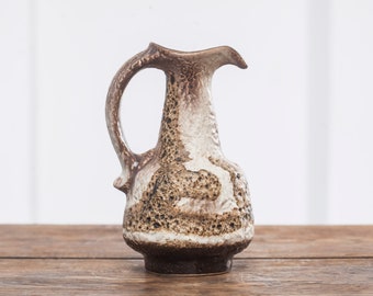 Vaso in ceramica vintage, ceramica della Germania occidentale degli anni '60 di Dümler & Breiden, vaso antico, decorazione di metà secolo, vaso manico fat lava