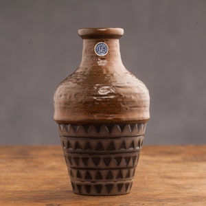 Vintage Swedish Vase, Designed by Mari Simmulson for Upsala Ekeby, 1960&#39;s, Scandinavian Ceramic Decor, Brown Ceramic Vase