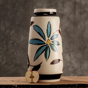 CERAMICA TEDESCA OCCIDENTALE grande vaso da pavimento Bay Keramik, Mid Century 1960s dipinto a mano