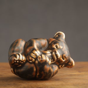 VINTAGE Brown Ceramic Bear Figurine, Designed by K. Kyhn for Royal Copenhagen, Made in Denmark, 1970&#39;s, Danish Pottery Animal Decor