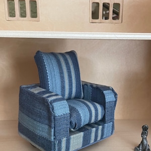 Blue denim Stripe Arm Chair- medium