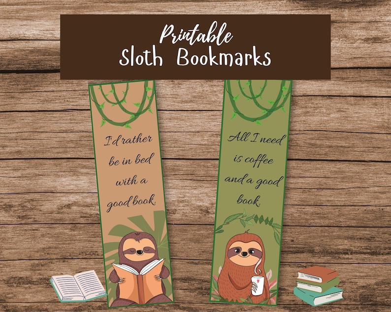 Cute Sloth Bookmarks Printable Bookmark Etsy