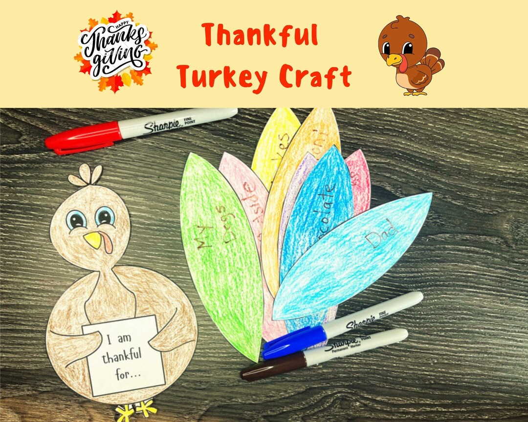 Thanksgiving Turkey Craft for Kids, Printable Craft Thankful Turkey - Etsy