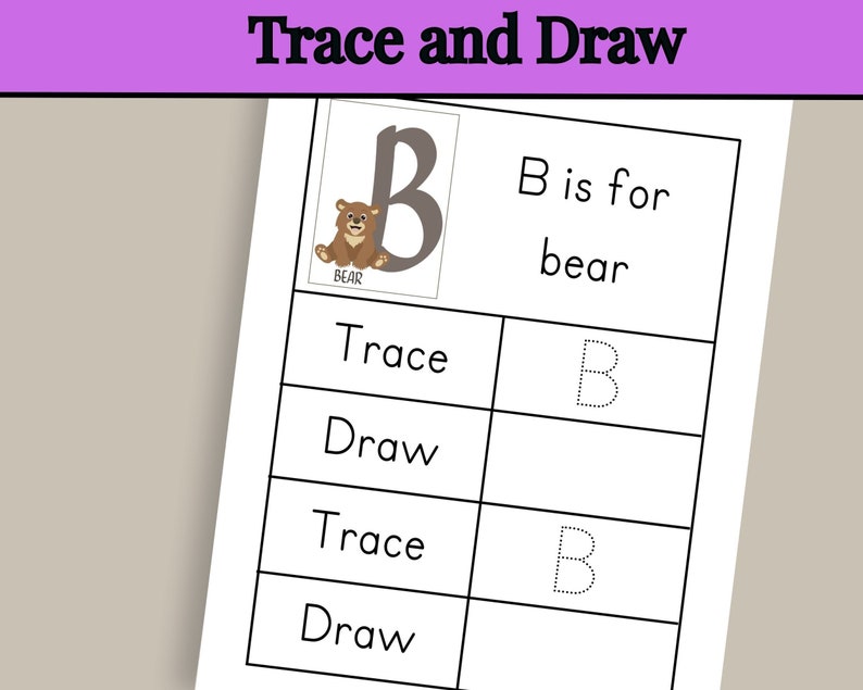 ABC Trace and Draw Worksheets for Kids, Preschool, Busy Binder