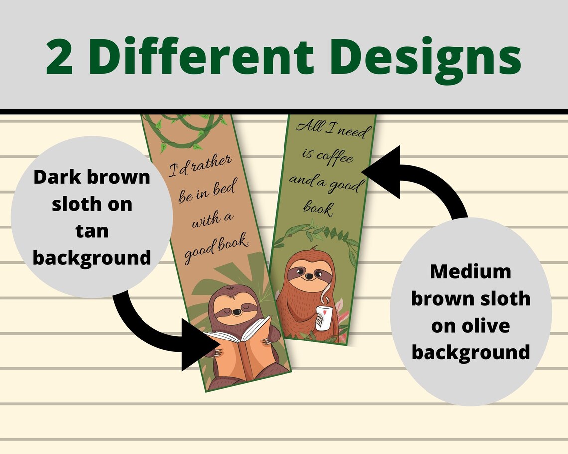 Cute Sloth Bookmarks Printable Bookmark Etsy