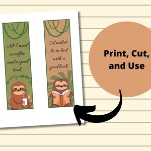 Cute Sloth Bookmarks Printable Bookmark - Etsy